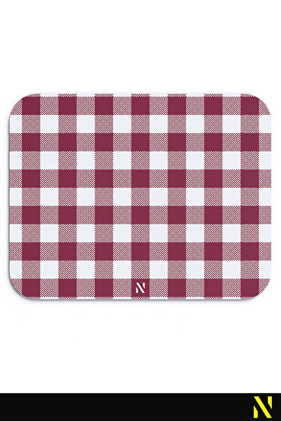 nilizma Mousepad ergonomic cu model în carouri burgundy, bază anti-alunecare,...
