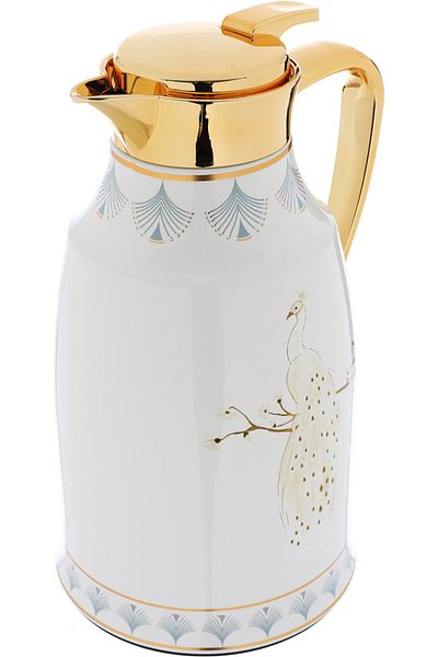 Alsaif Gallery Two-Piece Gold Pearl Peacock Thermos Set