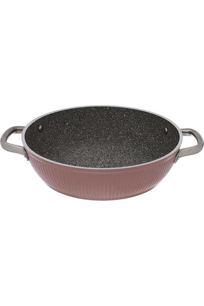 Alsaif Gallery Turkish Pink Granite Set With Stainless Steel Handle Glass Cover, 9 Pieces