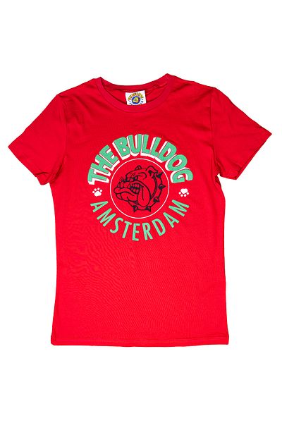 SAFECARE Red T-shirt The Bulldog Amsterdam Original Green Logo Size L