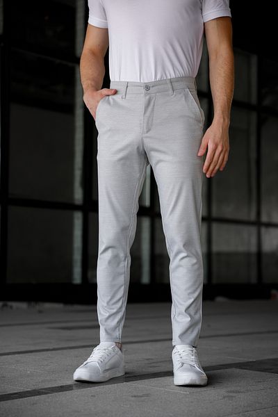Ser Joven Men's Slim Fit Light Gray Linen Trousers