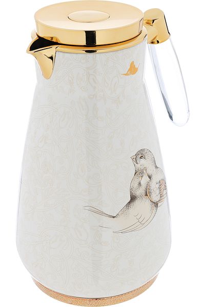 Alsaif Gallery Harmony Pearl Thermos Set With Gold And Transparent Handle, Two Pieces