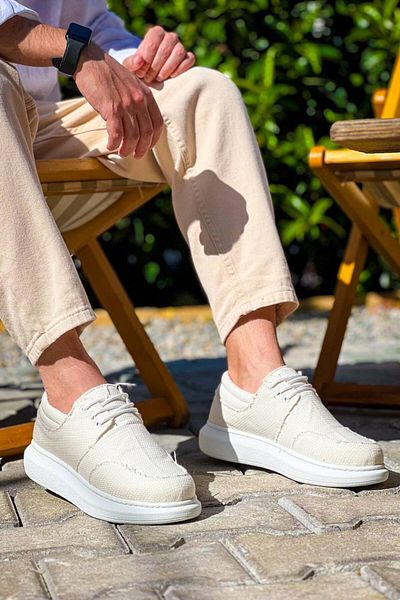 Kuback KB-042 Ανδρικά παπούτσια Casual Λευκά με κορδόνια Kuback