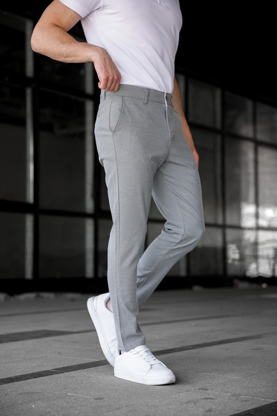 Ser Joven Erkek Slim Fit Koyu Gri Keten Pantolon