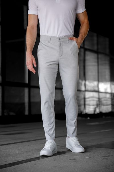 Ser Joven Men's Slim Fit Light Gray Linen Trousers