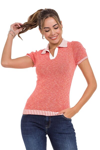 Cipo & Baxx Γυναικείο μπλουζάκι πλεκτό με λαιμόκοψη WT354