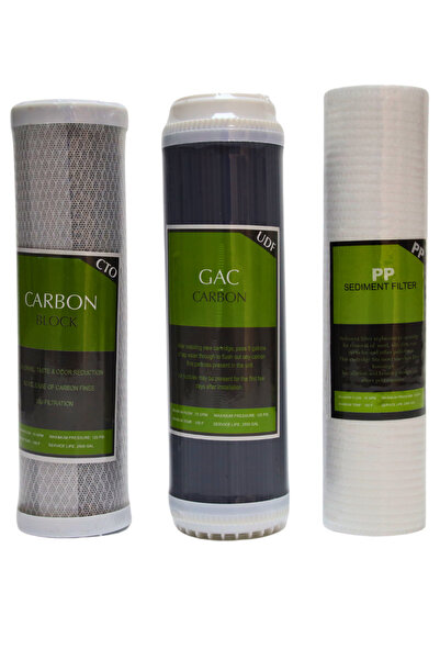 watalina 10 İnç 3'lü Su Arıtma Filtre Seti - Tortu, Granül Aktif Karbon (GAC)...