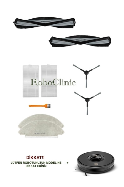 Roboclinic Perie de schimb compatibilă cu aspiratorul robot Karaca Vantuz Off-Road RSO07 2 în 1, filtru Hepa, set de mop-9 piese