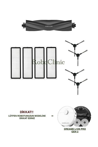 Roboclinic Dreame L10S Pro Gen 2 Robot Vacuum Cleaner Compatible Brush, Hepa Filter Set-9 Pieces