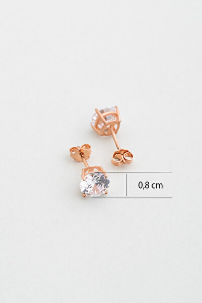 So CHIC... 18 Ayar Rose Altın Kaplama Gümüş 8 MM TekTaş Küpe