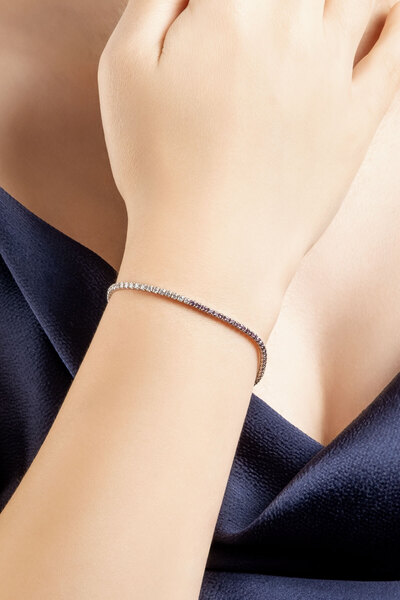 So CHIC... Maia 18 Ayar Beyaz Altın Kaplama 19 Cm Gümüş Su Yolu Bileklik