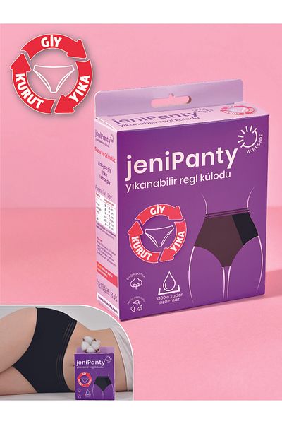 jeniPanty W.Beside Jenipanty Washable Ultra Absorbent Menstrual Cotton Black Women's Panties