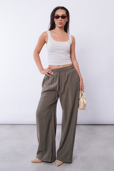 Madmext Pantaloni de damă kaki cu picioare largi - MG1982