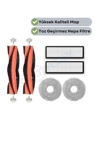 robotyedek Dreame L10S Pro Gen 2 Compatible Replacement Brush Hepa Filter Mop Set-6 Pieces