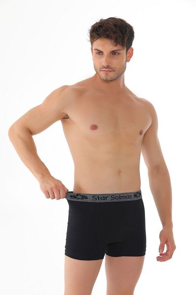 starsolmaz Μεγάλο μέγεθος 10 τμχ Cotton Lycra Black Plain Boxers Σετ για άνδρες