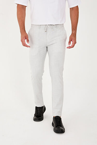 BROCARD Comfortable Slimfit Men's Jogger – Light Gray Seasonal Iron-Free Cool Fabric Trousers