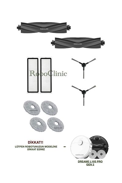 Roboclinic Dreame L10S Pro Gen 2 Robot Vacuum Cleaner Compatible Brush, Hepa Filter, Mop Set-10 Pieces