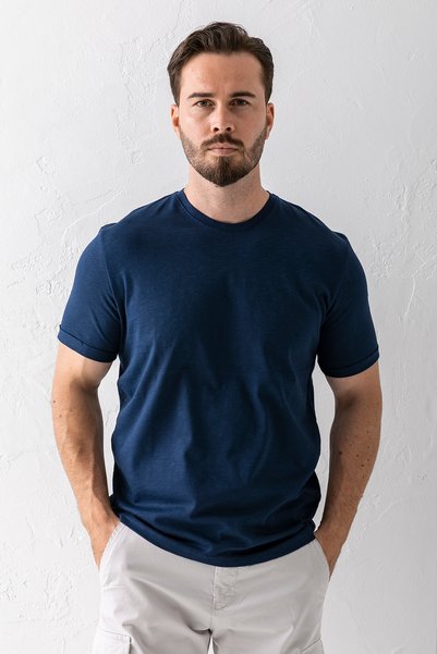 JB John Borners Men's Crew Neck Basic 100% Cotton T-Shirt Navy Blue - 25Y 2735