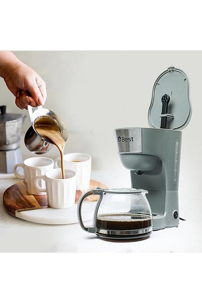 Techno Best 600w Coffee Maker, 1.25 Liter Capacity, Grey - Bcm-002