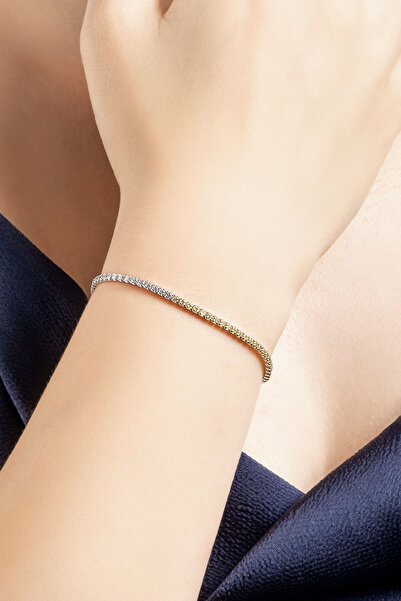 So CHIC... Maia 18 Ayar Beyaz Altın Kaplama 19 Cm Gümüş Su Yolu Bileklik