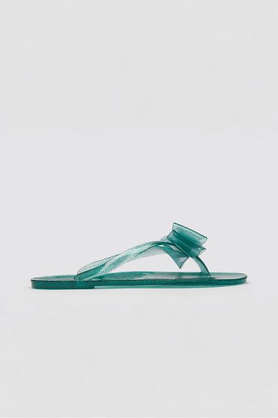 OZYO Gloria Silvery Green Beach Slippers
