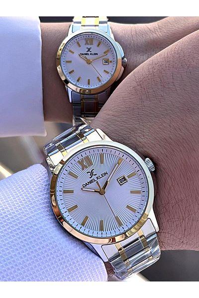 Daniel Klein Gold Silver 30 Mt Water Resistant Men- Women Steel Cord Couple Special Wrist Watch