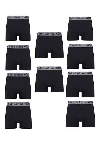 starsolmaz Μεγάλο μέγεθος 10 τμχ Cotton Lycra Black Plain Boxers Σετ για άνδρες