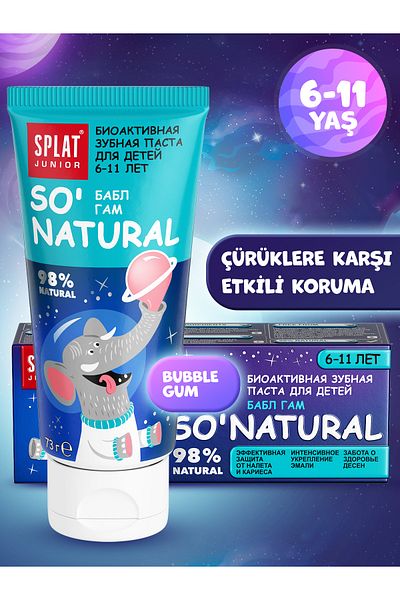 Splat Junior Toothpaste - so' Natural 6-11 Bubble Gum 98% - 73 g