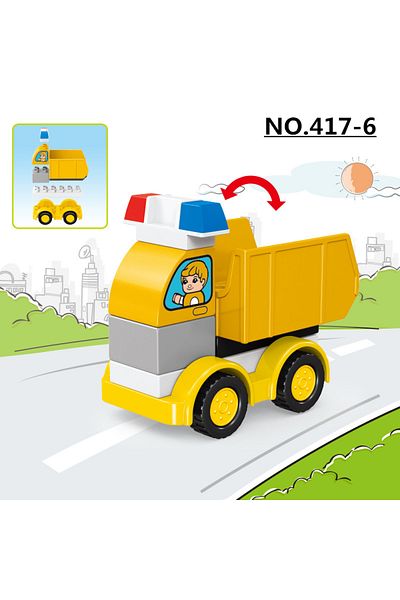 Choice No.417-6 Large Particle Building Blocks Car Creative City Construction Forklift Crane Excavator Vehi