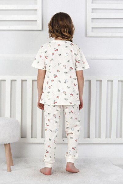 bunny hopp Girl's Summer Pajama Set Fruit Patterned 100% Cotton Single Jersey Combed Cotton 3-13 Years