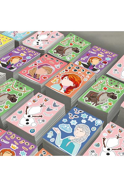 Miniso 32 Sheets 32sheets Children Diy Puzzle Sticker Frozen Face Funny Anime Assemble Stickers Kids Toys B