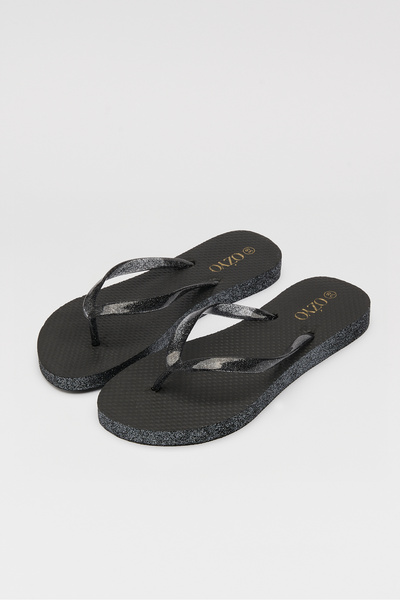 OZYO Flip-flops Havana cu sclipici negru