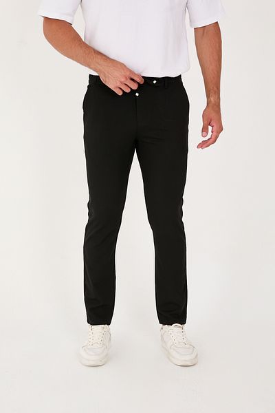 BROCARD Μαύρο Slimfit Jogger Παντελόνι - Ανδρικό, Σχέδιο μισής ελαστικής μέσης