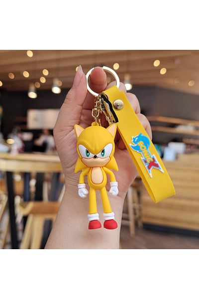 BANDAI 4 Sonic Anime Silicon Cute Cartoon Figure Keychain Pendant Bag Charms Key Ring Friends Couple Jewel.