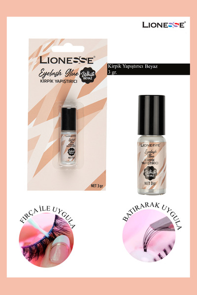 Lionesse Kirpik Yapıştırıcı Beyaz 3gr - Doğal Görünüm , Hızlı Koruma
