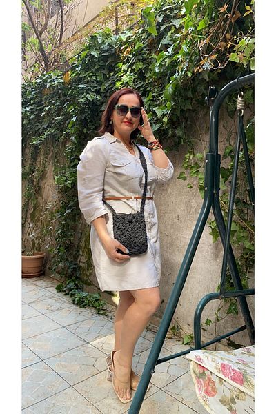 PACHİRA Knitted Shoulder Bag with Paper Rope Straw Strap - Phone Bag Width 18cm Length 19 cm Strap 135 cm