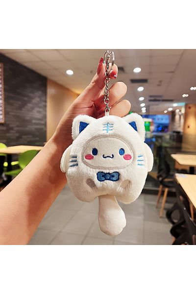 SANRIO Cinnamoroll Plush Keychain Hello Kitty Mymelody Kuromi Cinnamoroll Cartoon Animal Stuffed Sch