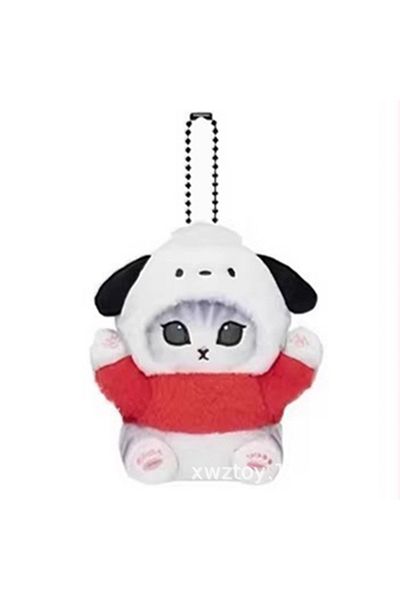 Choice F Kawaii Mofusand Cross-dressing Hello Kitty & Kuromi Plush Keychain Sanrio Backpack Pendant 10-12c.