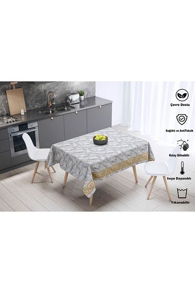 EMSAHOME Table Cloth Oilcloth Washable Wipeable Stain Resistant Fabric Look Hygienic Table Cloth