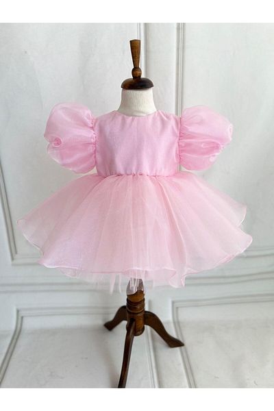Hobidik Rochie din tul din organza cu maneci cu balon