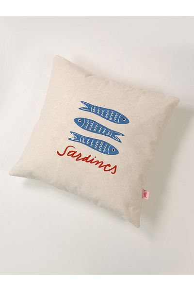 Galia Tasarım Μαξιλαροθήκη με στάμπα Marin Series Blue Sardines 45x45 cm