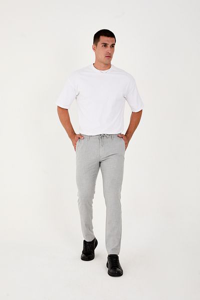 BROCARD Γκρι Ανδρικό Jogger Slimfit Παντελόνι - Σχέδιο μισής ελαστικής μέσης