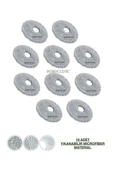 Roboclinic Xiaomi X10 Plus / X20 Plus Robot Vacuum Cleaner Compatible Microfiber Mop-10 Pieces