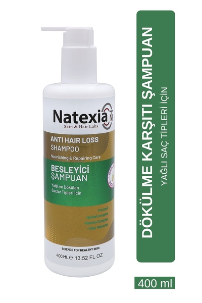 NatexiA Yağlı Saçlar için Dökülme Karşıtı Besleyici Şampuan 400 ml