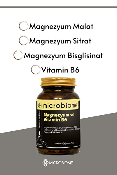 Microbiome Magnezyum 3 Form B6 – Kas Ve Desteği 30 Tablet