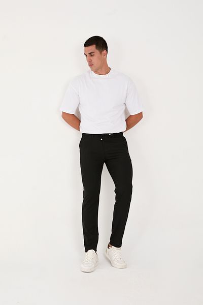 BROCARD Μαύρο Slimfit Jogger Παντελόνι - Ανδρικό, Σχέδιο μισής ελαστικής μέσης