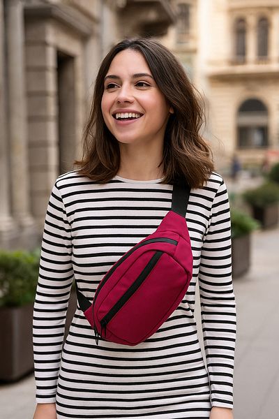 Captain Bag Unisex Claret Red 2-Compartment Shoulder and Waist Bag, Waterproof Zipper and Fabric