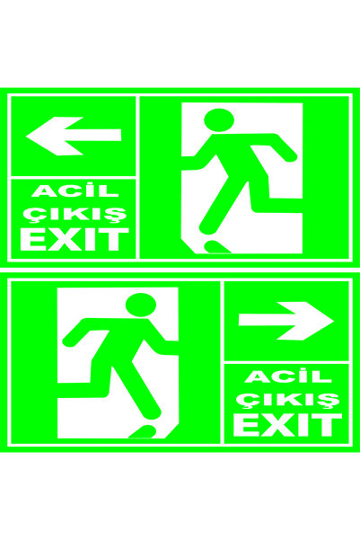 Duvar Hediyelik Acil Çıkış Yönlendirme Tabelası Sağ Sol Sticker Folyo Baskı