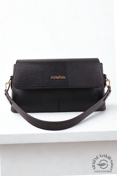 Armine Original Armine Premium Quality Women's Shoulder and Hand Bag Black Crocodile 347 Suitable for Daily Use