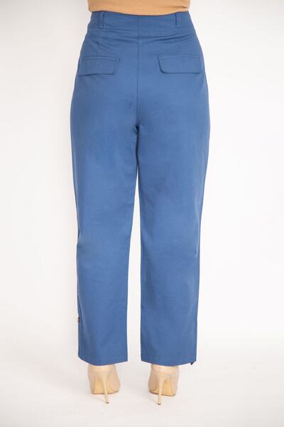 Şans Жіночі індиго на кишенях подвійні кишені із застібкою на ґудзиках з регульованою довжиною Габардинова тканина штани 65n34888